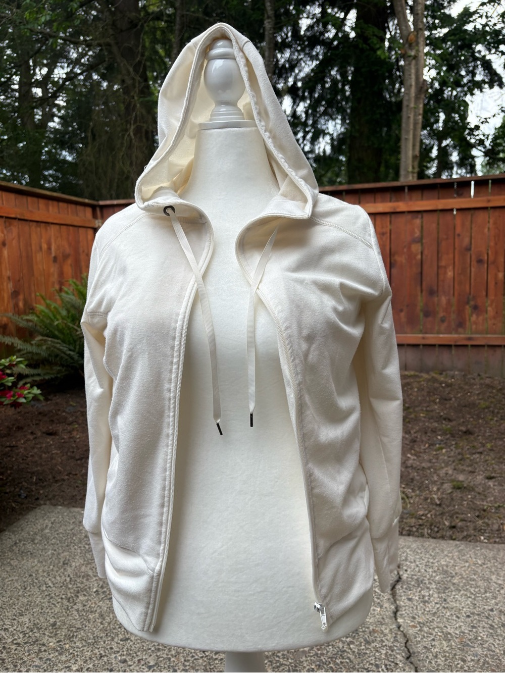 Cream Hooded Zip Front Jacket